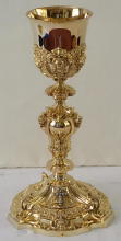 Antique solid silver gilt French Baroque Chalice